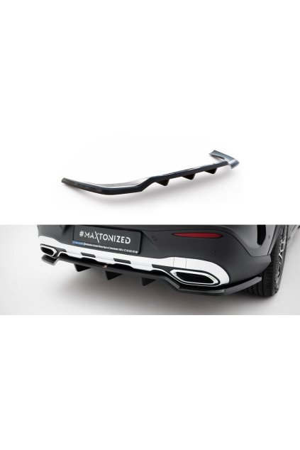 Maxton Design spoiler pod zadní nárazník s žebrováním pro Mercedes GLC C254 AMG-Line, černý lesklý plast ABS, Coupe