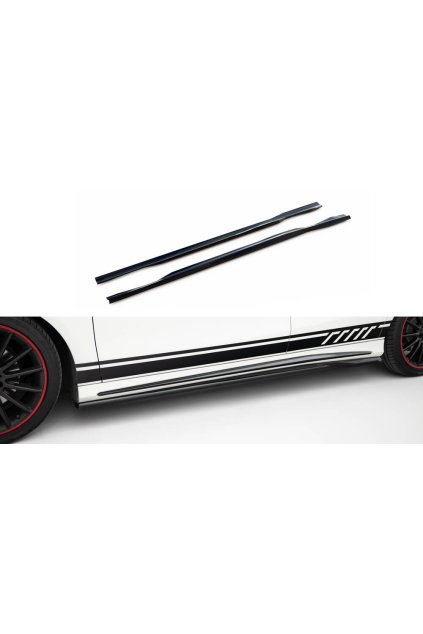 Maxton Design difuzory pod boční prahy pro Mercedes CLA C 117/AMG-Line, černý lesklý plast ABS, Shooting Brake/Coupe