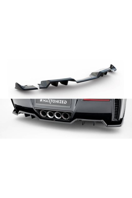 Maxton Design spoiler pod zadní nárazník s žebrováním + boční difuzory pod zadní nárazník pro Chevrolet Corvette C7, černý lesklý plast ABS, Z06