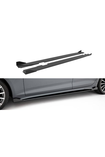 Maxton Design "Street Pro" difuzory pod boční prahy s křidélky pro Audi A5 F5 Facelift, plast ABS bez povrchové úpravy, Sportback