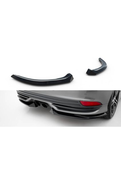 Maxton Design boční difuzory pod zadní nárazník ver.3 pro Ford Focus ST Mk3 Facelift, černý lesklý plast ABS