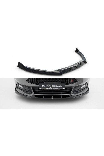 Maxton Design spoiler pod přední nárazník ver.6 pro Ford Focus ST Mk3 Facelift, černý lesklý plast ABS