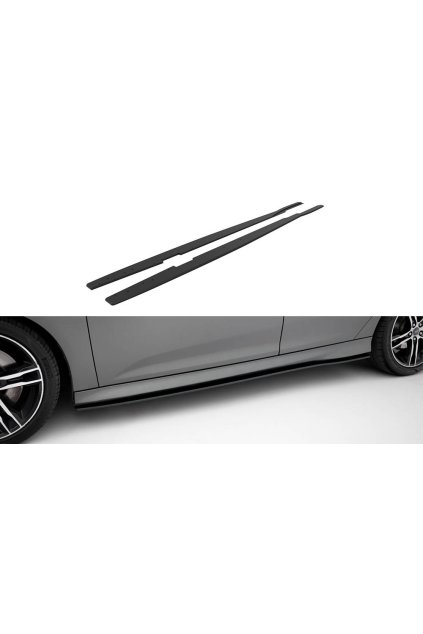 Maxton Design "Street Pro" difuzory pod boční prahy pro Ford Focus ST Mk3 Facelift, plast ABS bez povrchové úpravy, s červenou linkou