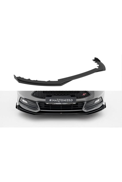 Maxton Design "Street Pro" spoiler pod přední nárazník s křidélky pro Ford Focus ST Mk3 Facelift, plast ABS bez povrchové úpravy, s červenou linkou