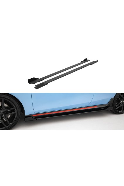 Maxton Design "Street Pro" difuzory pod boční prahy s křidélky pro Hyundai Veloster N Mk2, černý lesklý plast ABS