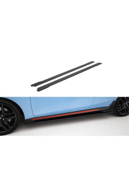 Maxton Design "Street Pro" difuzory pod boční prahy pro Hyundai Veloster N Mk2, plast ABS bez povrchové úpravy, s černou linkou