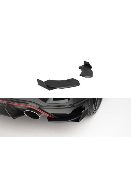 Maxton Design "Street Pro" boční difuzory pod zadní nárazník s křidélky pro Hyundai Veloster N Mk2, plast ABS bez povrchové úpravy