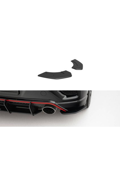 Maxton Design "Street Pro" boční difuzory pod zadní nárazník pro Hyundai Veloster N Mk2, plast ABS bez povrchové úpravy, s černou a červenou linkou