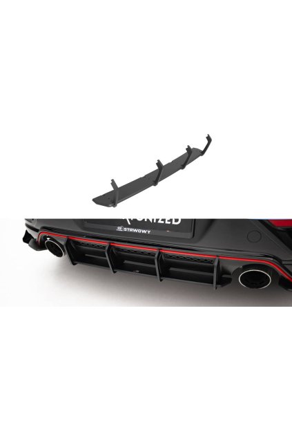 Maxton Design "Street Pro" difuzor zadního nárazníku pro Hyundai Veloster N Mk2, plast ABS bez povrchové úpravy