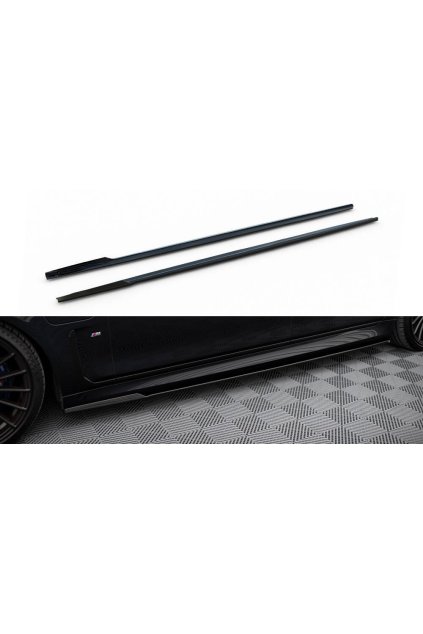 Maxton Design difuzory pod boční prahy ver.2 pro BMW řada 7 G12, černý lesklý plast ABS, long M-Pack