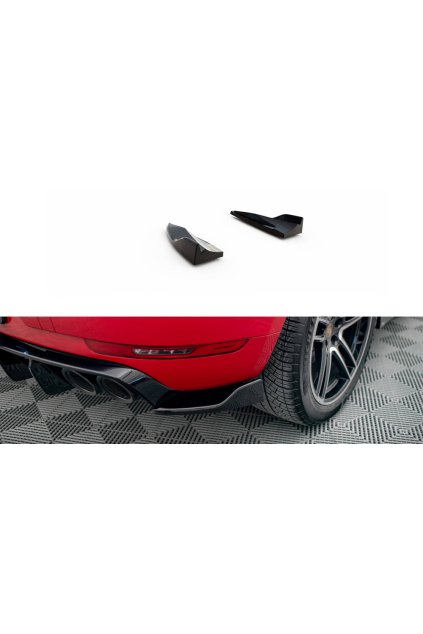 Maxton Design boční difuzory pod zadní nárazník ver.2 pro Porsche Macan Mk1 Facelift, černý lesklý plast ABS, GTS / Sport Design