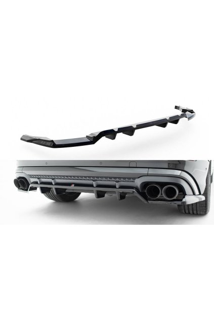 Maxton Design spoiler pod zadní nárazník s žebrováním v.2 pro Audi Q8 Mk 1 FL, černý lesklý plast ABS, S-Line