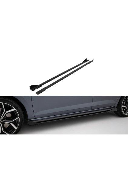 Maxton Design "Street Pro" difuzory pod boční prahy s křidélky pro Volkswagen Polo GTI Mk6 Facelift, plast ABS bez povrchové úpravy