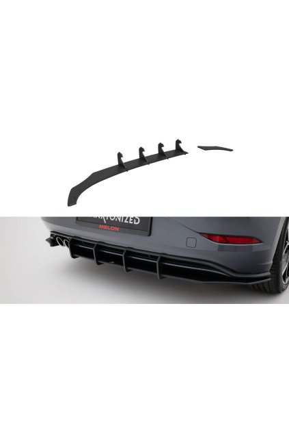 Maxton Design "Street Pro" difuzor zadního nárazníku pro Volkswagen Polo GTI Mk6 Facelift, plast ABS bez povrchové úpravy, s červenou linkou