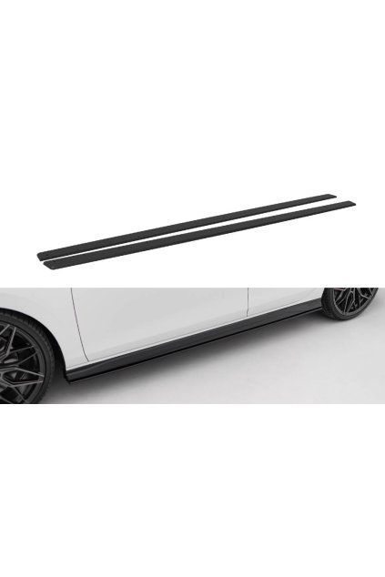 Maxton Design "Street Pro" difuzory pod boční prahy ver.2 pro Volkswagen Golf R-Line Mk8, plast ABS bez povrchové úpravy, s černou a červenou linkou