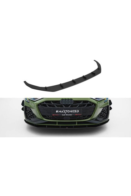 Maxton Design "Street Pro" spoiler pod přední nárazník pro Audi S3 8Y Facelift, plast ABS bez povrchové úpravy, Sedan / Sportback, s černou a červenou linkou