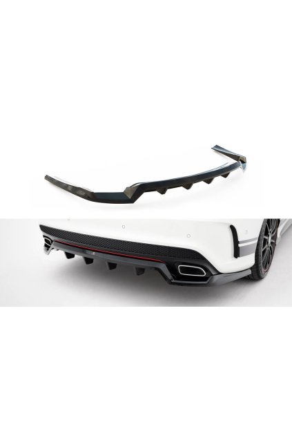 Maxton Design spoiler pod zadní nárazník s žebrováním pro Mercedes CLA C 117/AMG-Line, černý lesklý plast ABS, Coupe / Shooting Brake