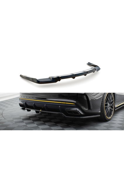 Maxton Design spoiler pod zadní nárazník s žebrováním pro Mercedes CLA C 117 Facelift 45 AMG, černý lesklý plast ABS