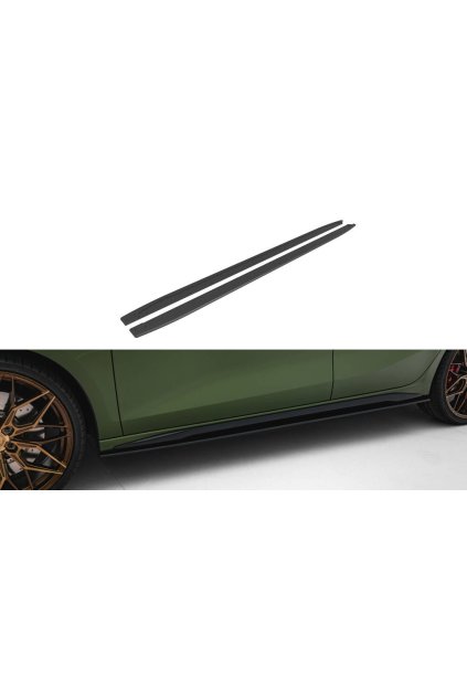 Maxton Design "Street Pro" difuzory pod boční prahy pro Audi S3 8Y Facelift, plast ABS bez povrchové úpravy, Sedan / Sportback, s černou a červenou linkou
