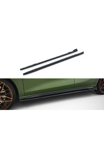 Maxton Design difuzory pod boční prahy ver.3 pro Audi S3 8Y Facelift, černý lesklý plast ABS, Sedan / Sportback