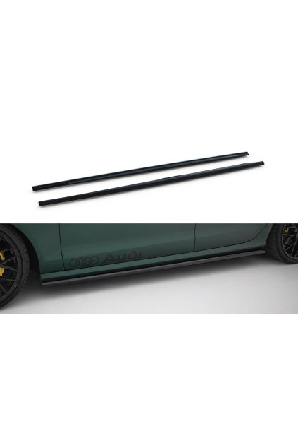 Maxton Design difuzory pod boční prahy ver.2 pro Audi A6 C7, černý lesklý plast ABS, S-Line Sedan / S-Line Avant