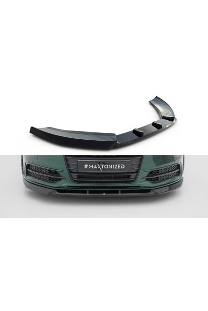 Maxton Design spoiler pod přední nárazník ver.3 pro Audi A6 C7, černý lesklý plast ABS, S-Line Sedan / S-Line Avant
