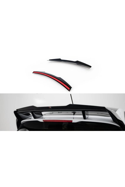 Maxton Design prodloužení spoileru pro Ford Fiesta ST Mk8, Mk8 Facelift, černý lesklý plast ABS, pouze pro vozy s Maxton spoilerem FO-FI-8-FH1FP