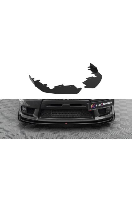 Maxton Design rohové spoilery pod přední nárazník pro Mitsubishi Lancer Evo Mk10, plast ABS bez povrchové úpravy
