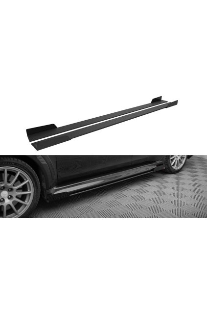 Maxton Design "Street Pro" difuzory pod boční prahy s křidélky pro Mitsubishi Lancer Evo Mk10, plast ABS bez povrchové úpravy, s černou a červenou linkou