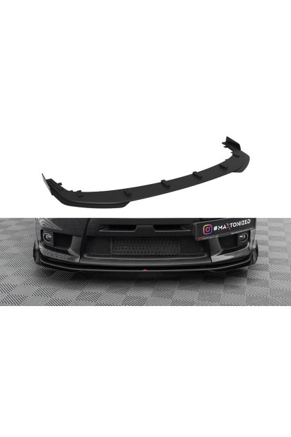Maxton Design "Street Pro" spoiler pod přední nárazník s křidélky pro Mitsubishi Lancer Evo Mk10, plast ABS bez povrchové úpravy, s černou a červenou linkou