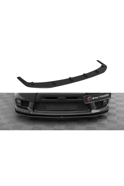 Maxton Design "Street Pro" spoiler pod přední nárazník pro Mitsubishi Lancer Evo Mk10, plast ABS bez povrchové úpravy, s černou a červenou linkou