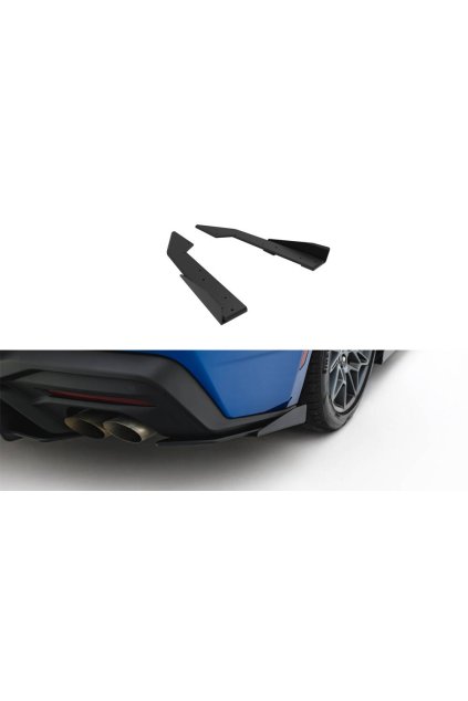 Maxton Design "Street Pro" boční difuzory pod zadní nárazník s křidélky pro Ford Mustang Mk7 GT, plast ABS bez povrchové úpravy, s černou a červenou linkou
