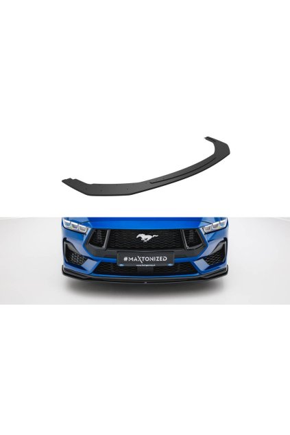 Maxton Design "Street Pro" spoiler pod přední nárazník pro Ford Mustang Mk7 GT, plast ABS bez povrchové úpravy, s černou a červenou linkou