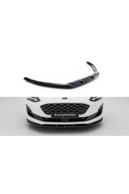 Maxton Design spoiler pod přední nárazník pro Ford Focus Mk4, černý lesklý plast ABS, Vignale, Estate/Hatchback