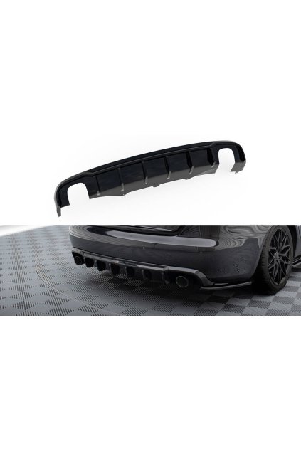 Maxton Design vložka zadního nárazníku pro Audi A4 B8 FL, černý lesklý plast ABS, Sedan / Avant, verze s jednoduchými výfuky na obou stranách