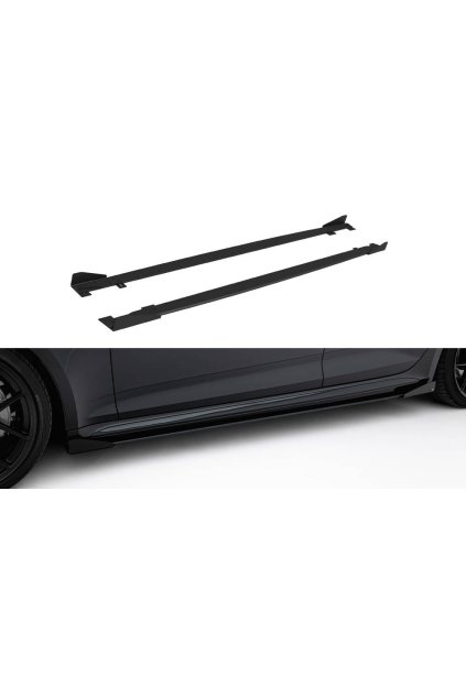 Maxton Design "Street Pro" difuzory pod boční prahy s křidélky pro Audi RS5 F5, plast ABS bez povrchové úpravy, Sportback, s černou a červenou linkou