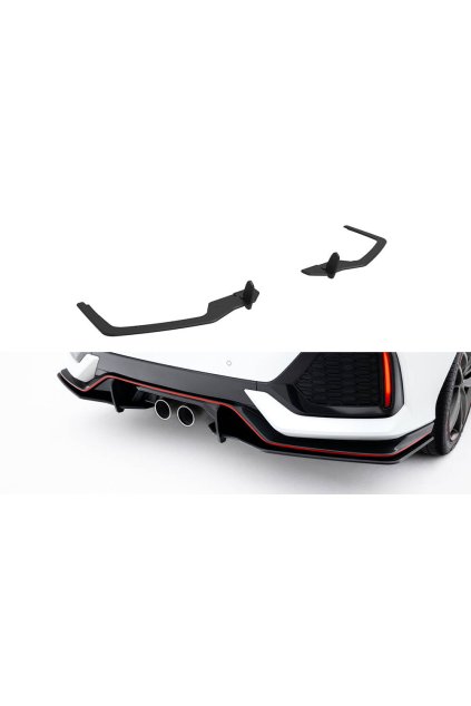 Maxton Design "Street Pro" boční difuzory pod zadní nárazník v.2 pro Honda Civic Mk10 Sport, plast ABS bez povrchové úpravy, s černou a červenou linkou