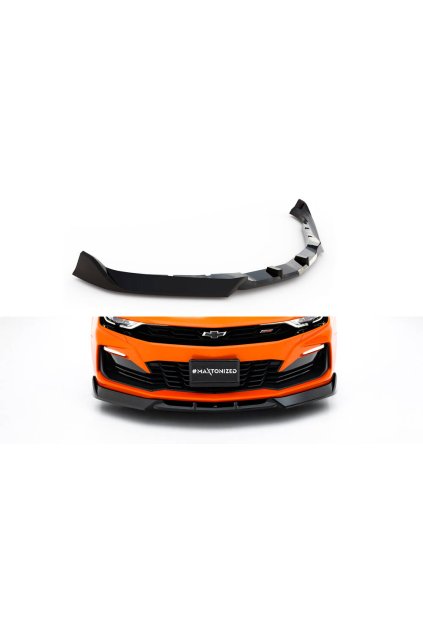 Maxton Design spoiler pod přední nárazník ver.2 pro Chevrolet Camaro SS Mk6 Facelift, černý lesklý plast ABS