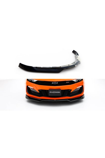 Maxton Design spoiler pod přední nárazník pro Chevrolet Camaro SS Mk6 Facelift, černý lesklý plast ABS