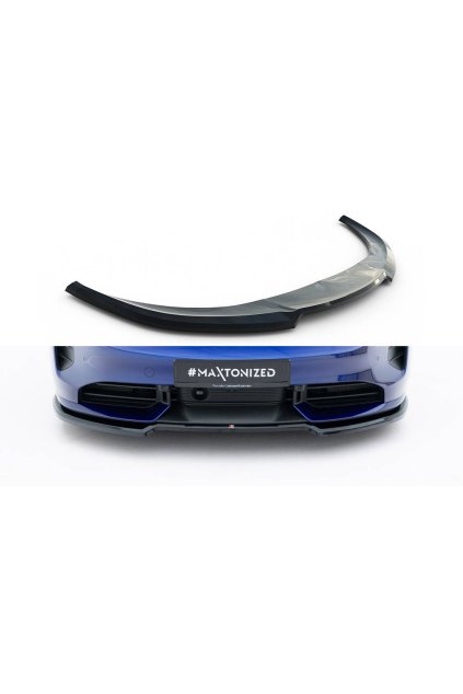 Maxton Design spoiler pod přední nárazník pro Porsche Taycan Turbo S Mk1, černý lesklý plast ABS