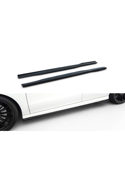 Maxton Design difuzory pod boční prahy pro Mercedes CLA C118/AMG 35 Facelift, C118/AMG 45 Facelift, černý lesklý plast ABS, Coupe / Shooting Brake