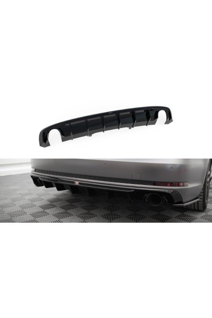 Maxton Design vložka zadního nárazníku pro Audi A4 B9, černý lesklý plast ABS, Sedan / Avant, verze s jednoduchou koncovkou na obou stranách