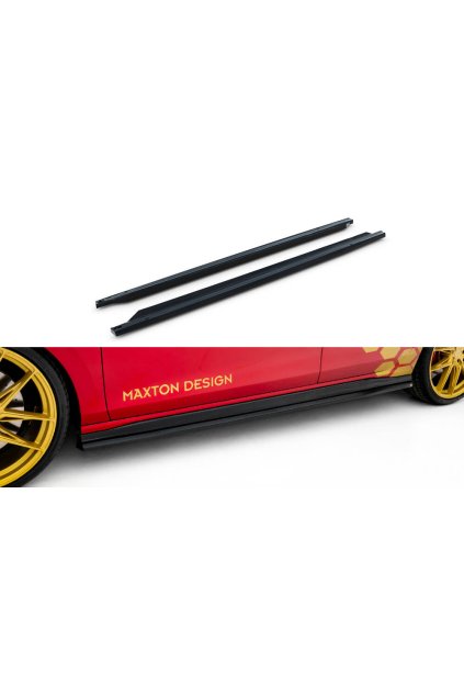 Maxton Design difuzory pod boční prahy ver.2 pro Volkswagen Golf GTI Mk8 Facelift, černý lesklý plast ABS, Clubsport