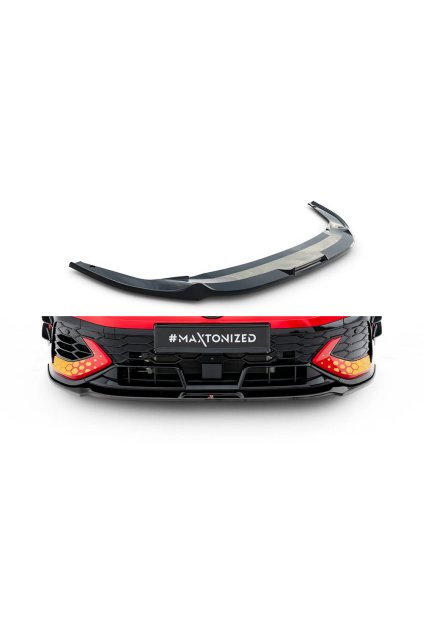 Maxton Design spoiler pod přední nárazník ver.3 pro Volkswagen Golf GTI Mk8 Facelift, černý lesklý plast ABS, Clubsport