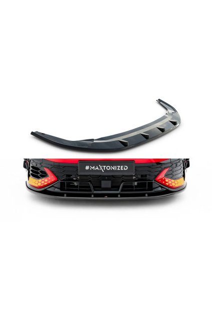 Maxton Design spoiler pod přední nárazník ver.2 pro Volkswagen Golf GTI Mk8 Facelift, černý lesklý plast ABS, Clubsport