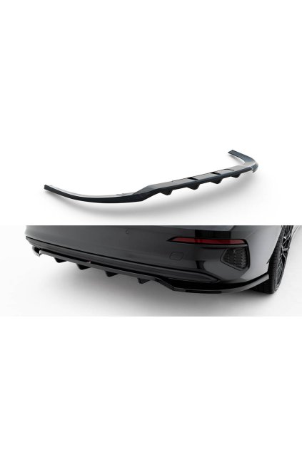 Maxton Design spoiler pod zadní nárazník s žebrováním pro Audi A3 8Y, černý lesklý plast ABS, plast ABS bez povrchové úpravy, Sedan