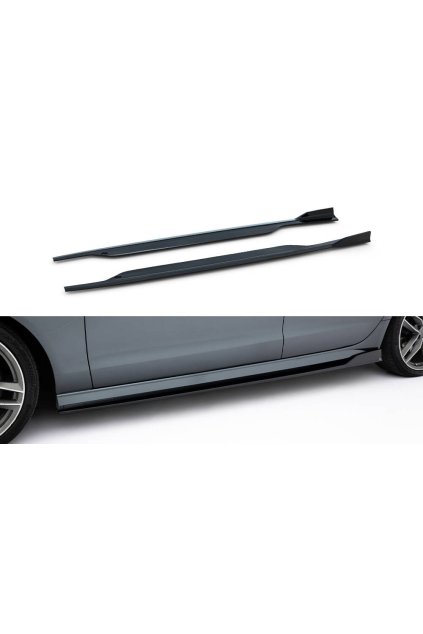 Maxton Design difuzory pod boční prahy ver.2 pro Audi A6 C7 FL, černý lesklý plast ABS, Sedan / Avant, vč. S-Line