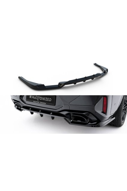Maxton Design spoiler pod zadní nárazník s žebrováním v.2 pro BMW X4 G02 Facelift, černý lesklý plast ABS, M-Pack
