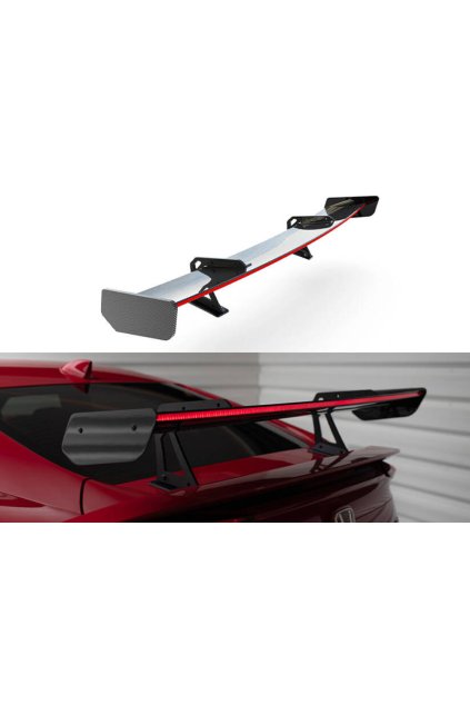 maxton design carbon division swan neck zadni kridlo s led svetlem pro honda civic mk10 si pravy karbon