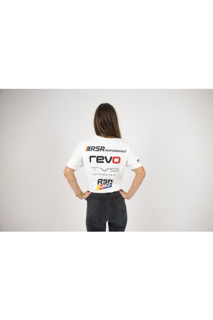 RSR-Performance bílé unisex tričko s barevným potiskem – DOPRODEJ